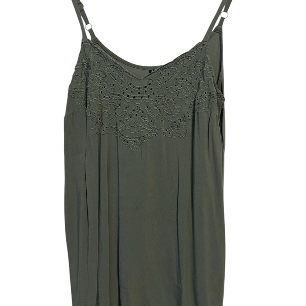 Torrid 00 Olive Green Lace Detail Tank Top